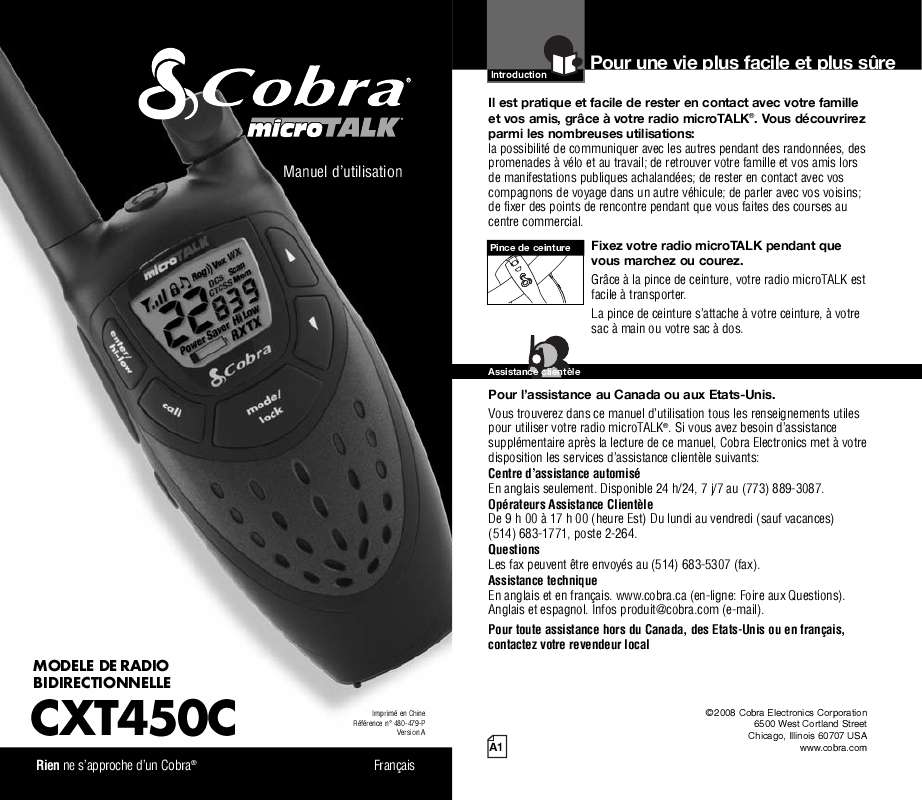 Guide utilisation COBRA CXT450C  de la marque COBRA