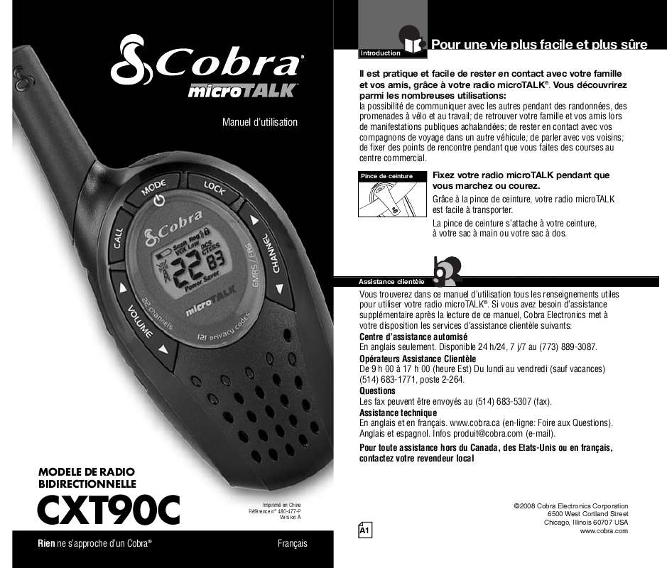 Guide utilisation COBRA CXT90C  de la marque COBRA