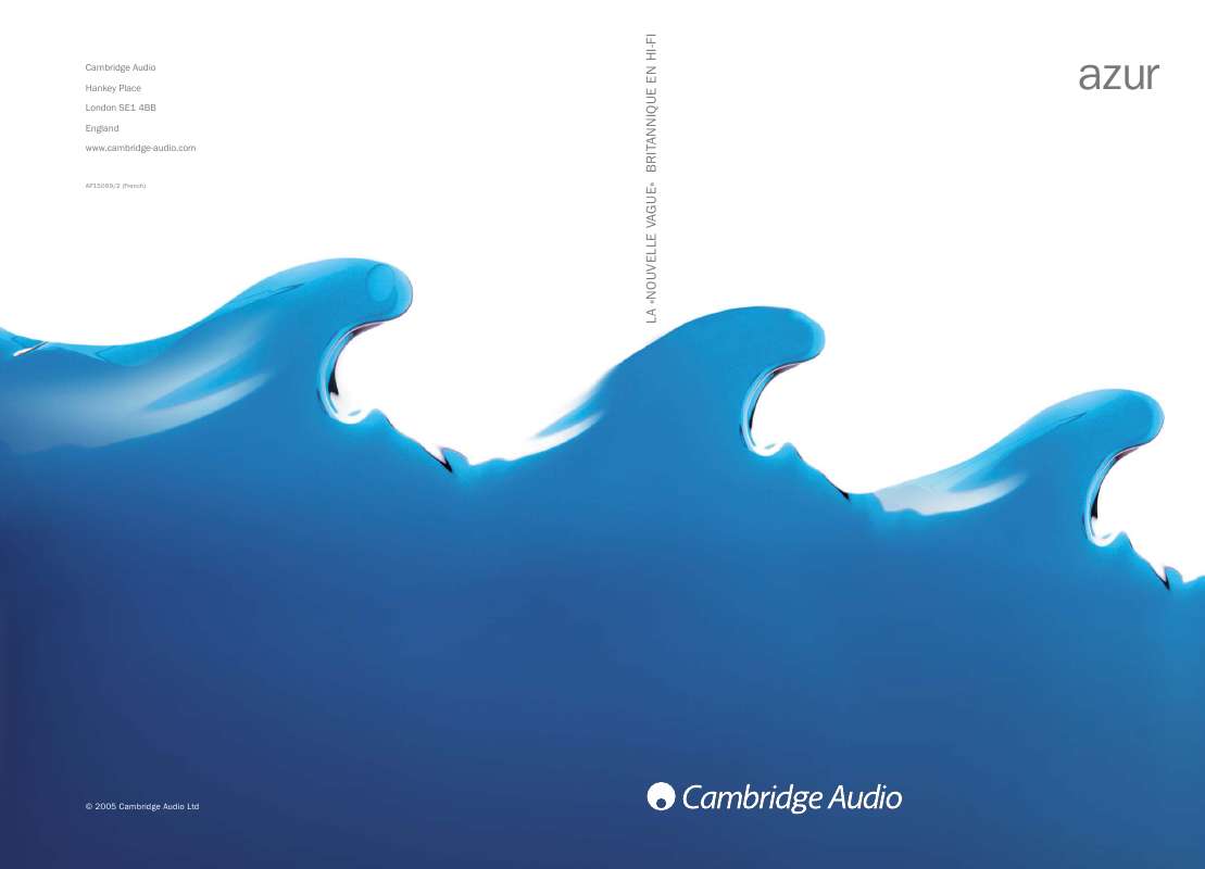 Guide utilisation CAMBRIDGE AUDIO AZUR  de la marque CAMBRIDGE AUDIO