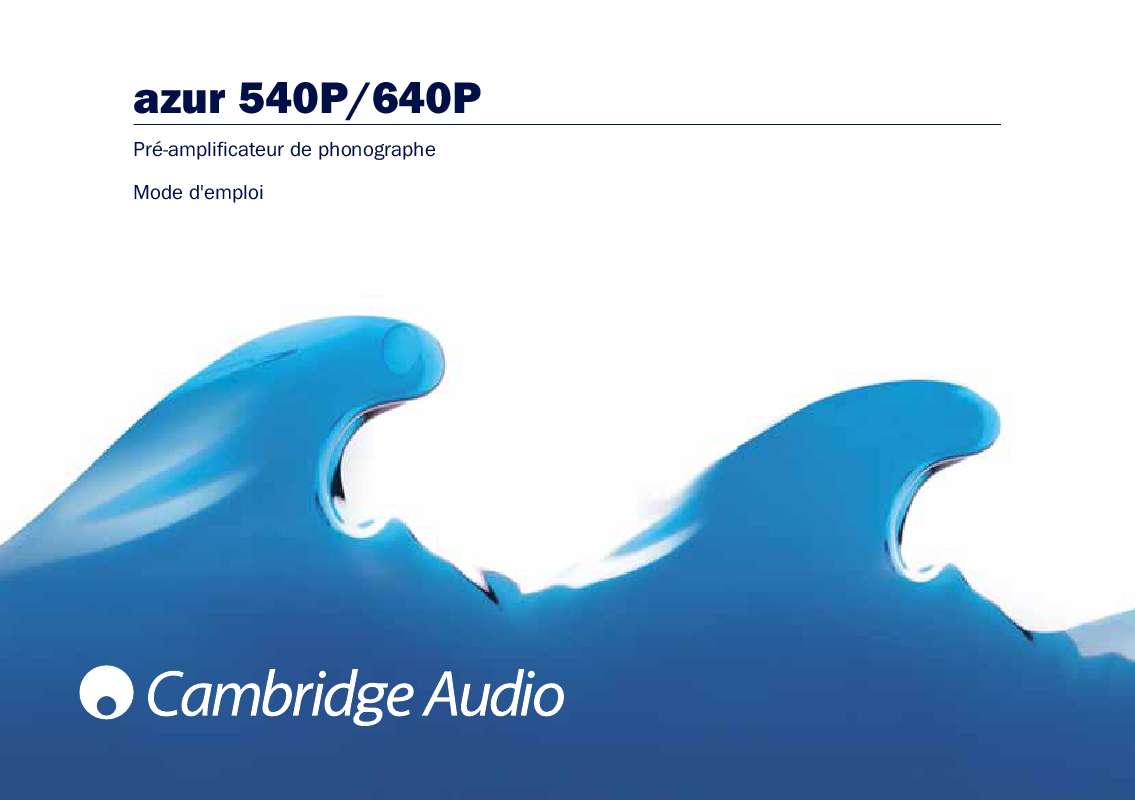 Guide utilisation CAMBRIDGE AUDIO AZUR 540P  de la marque CAMBRIDGE AUDIO