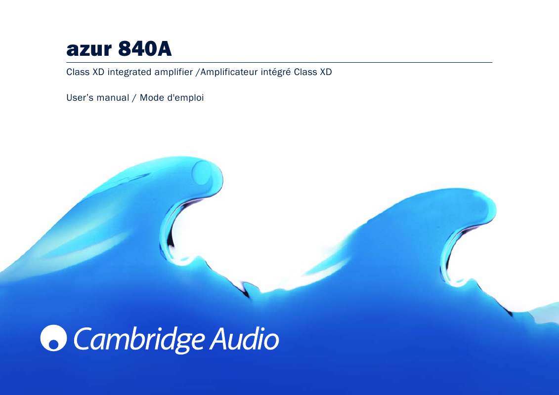 Guide utilisation CAMBRIDGE AUDIO AZUR 840A  de la marque CAMBRIDGE AUDIO