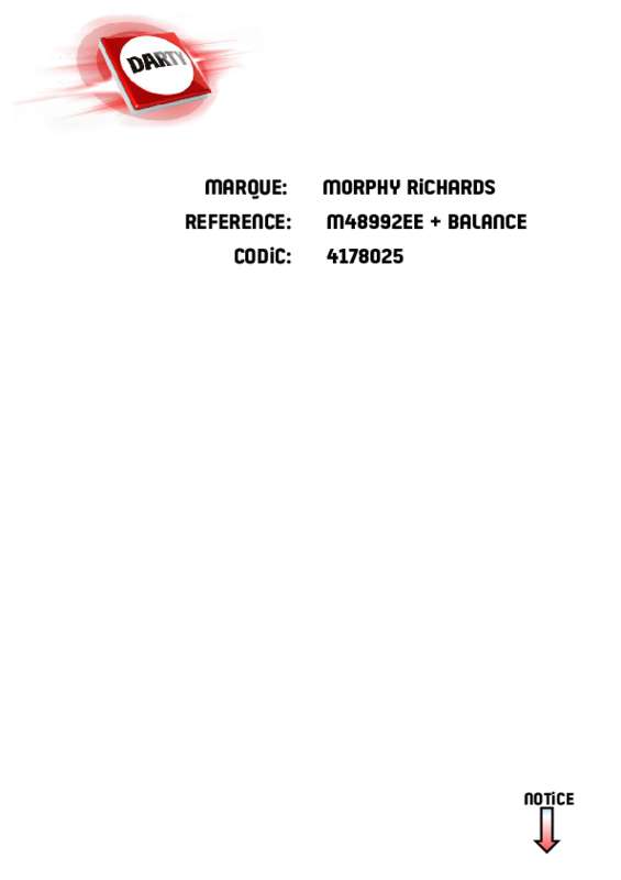 Guide utilisation MORPHY RICHARDS M48992EE de la marque MORPHY RICHARDS