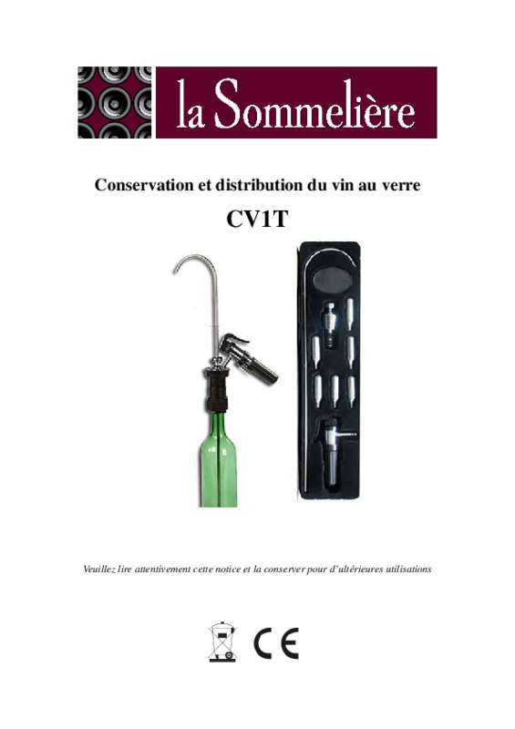 Guide utilisation LA SOMMELIERE CV1T  de la marque LA SOMMELIERE