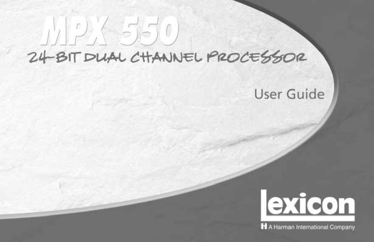 Guide utilisation  LEXICON MPX550  de la marque LEXICON