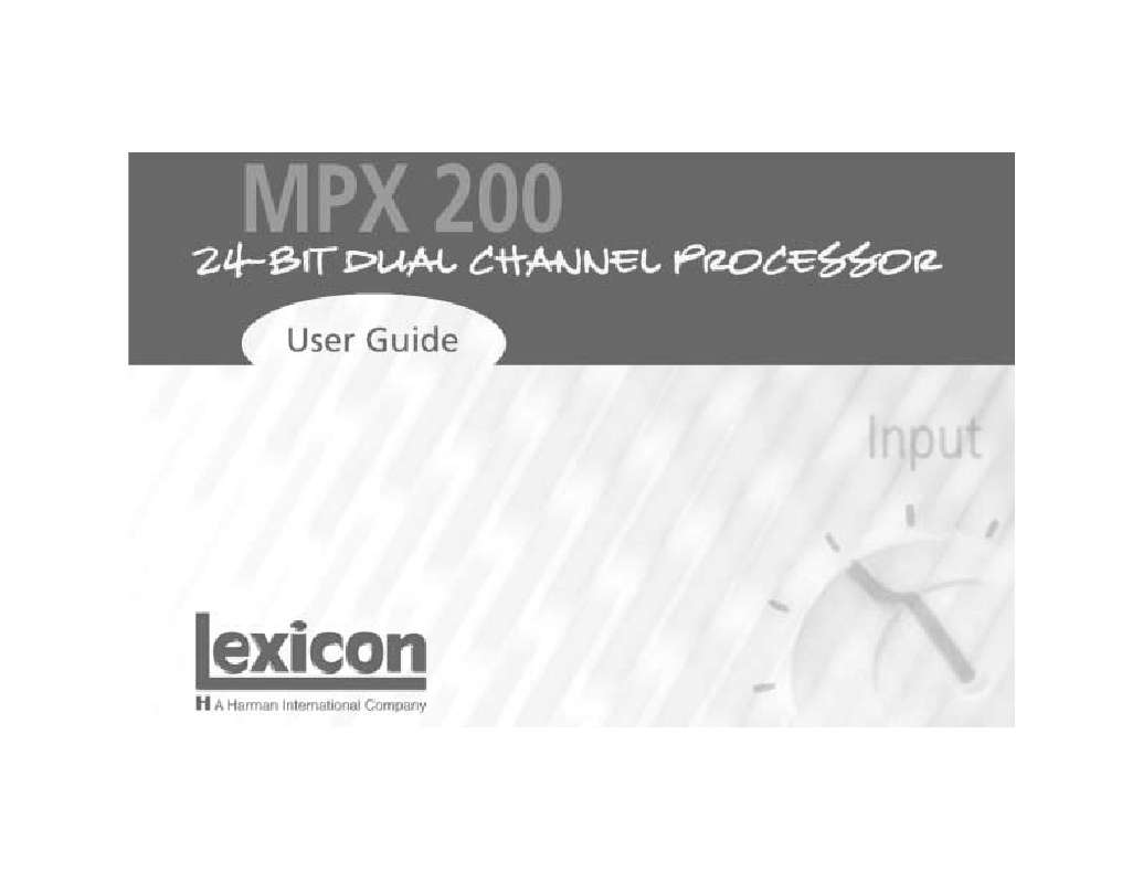 Guide utilisation  LEXICON MPX 200  de la marque LEXICON