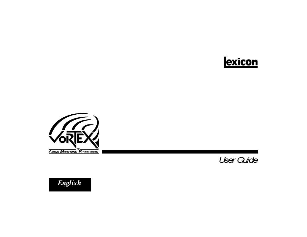Guide utilisation  LEXICON VORTEX  de la marque LEXICON