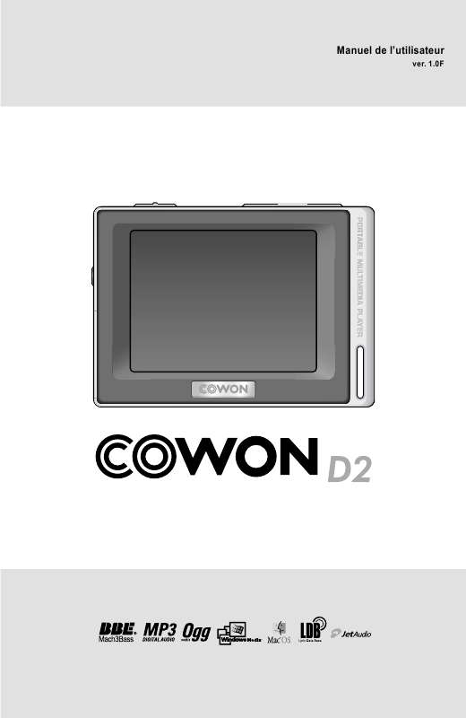 Guide utilisation COWON D2  de la marque COWON