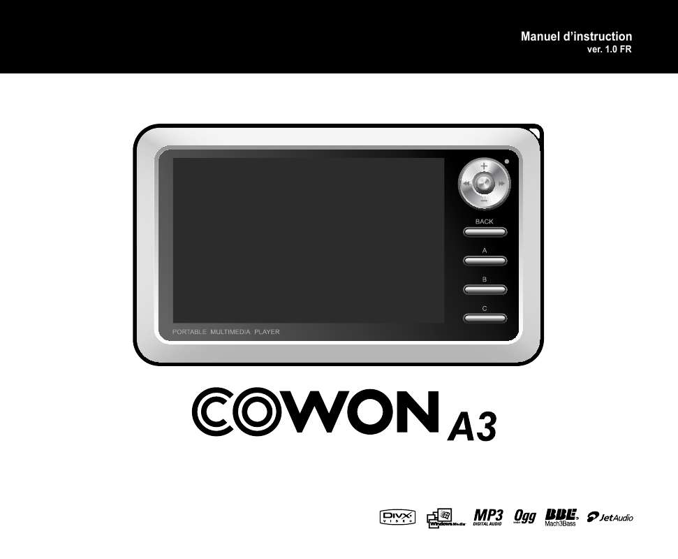 Guide utilisation COWON A3  de la marque COWON