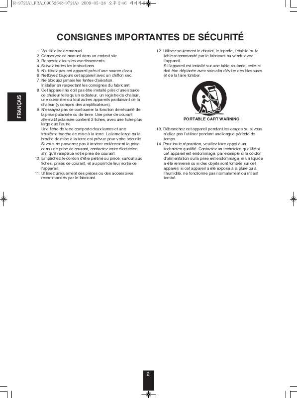 Guide utilisation  SHERWOOD R-972  de la marque SHERWOOD