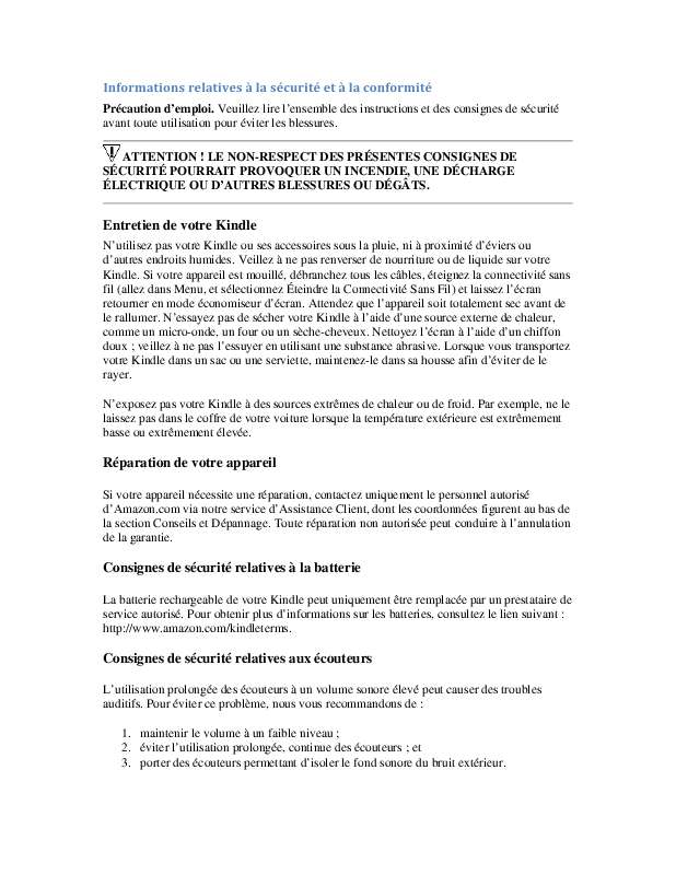 Guide utilisation AMAZON KINDLE D00701  de la marque AMAZON