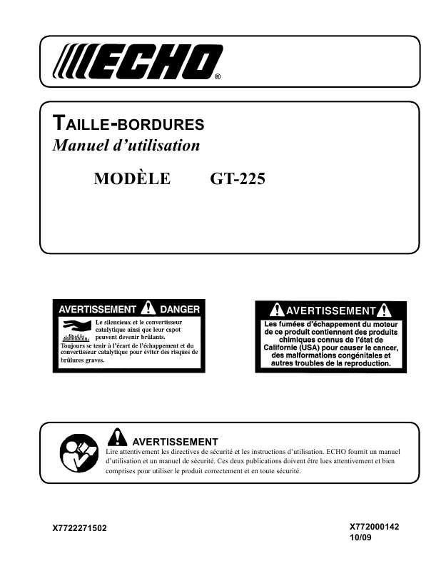 Guide utilisation ECHO GT-225  de la marque ECHO