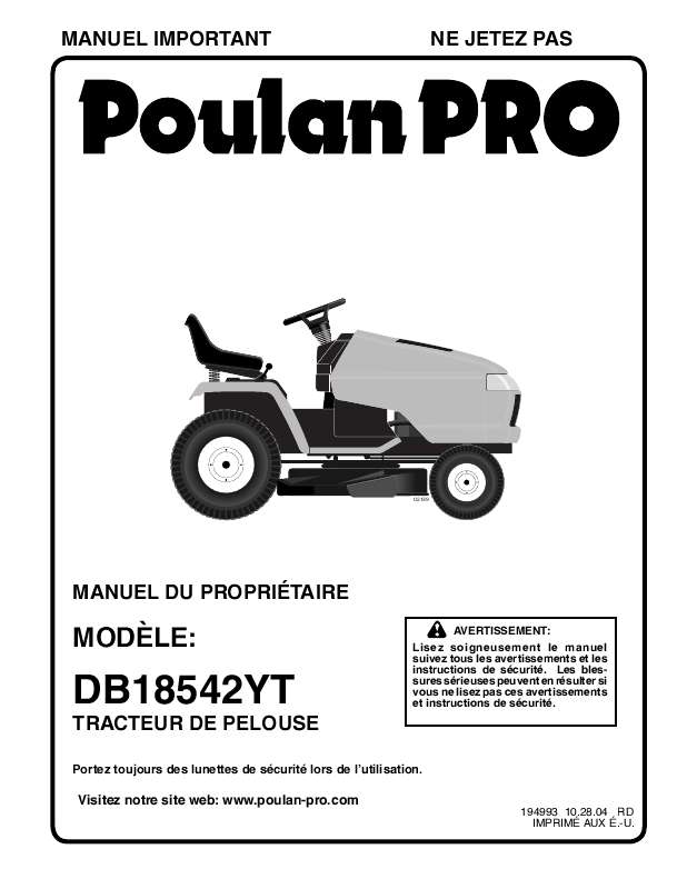 Guide utilisation  POULAN DB18542YT  de la marque POULAN
