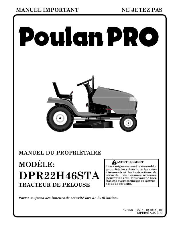 Guide utilisation  POULAN DPR22H46STA  de la marque POULAN