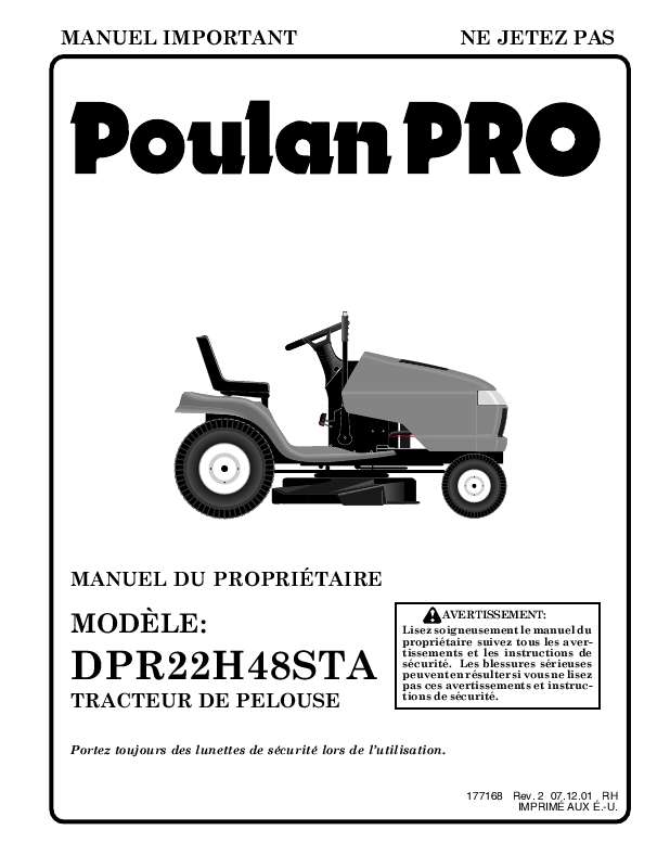 Guide utilisation  POULAN DPR22H48STA  de la marque POULAN