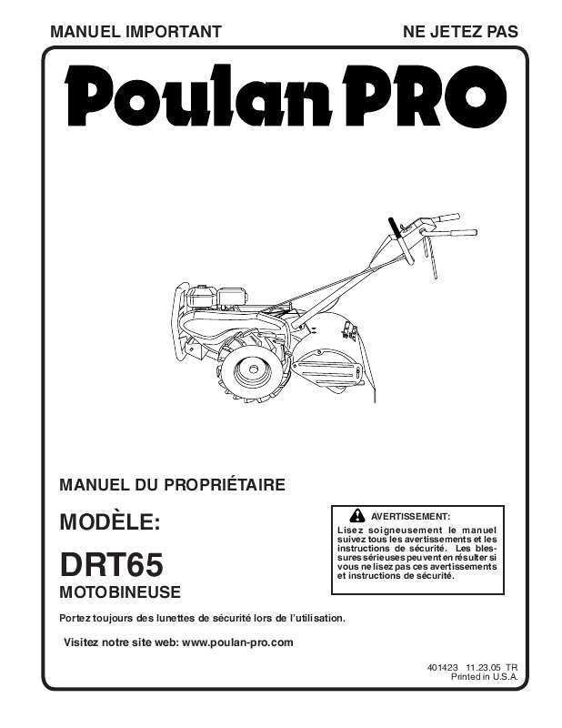 Guide utilisation  POULAN DRT65  de la marque POULAN