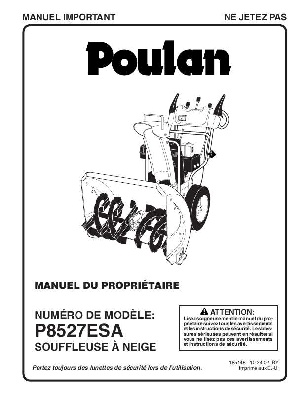 Guide utilisation  POULAN P8527ESA  de la marque POULAN