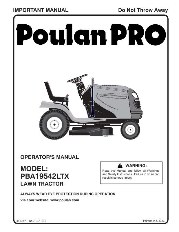 Guide utilisation  POULAN PBA19542LTX  de la marque POULAN