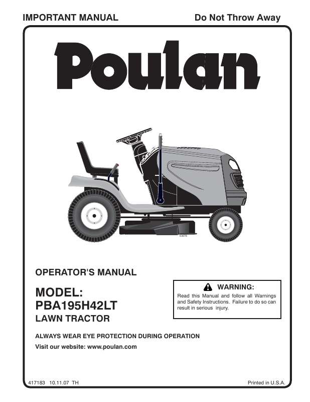 Guide utilisation  POULAN PBA195H4LT  de la marque POULAN