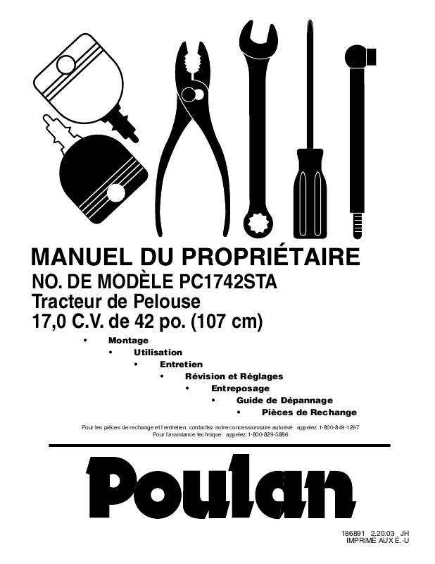 Guide utilisation  POULAN PC1742STA  de la marque POULAN