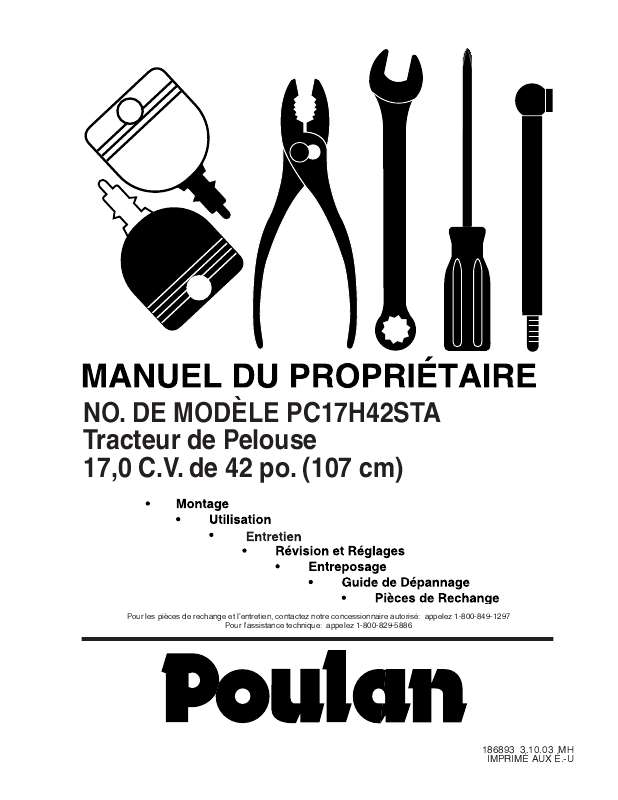 Guide utilisation  POULAN PC17H42STA  de la marque POULAN