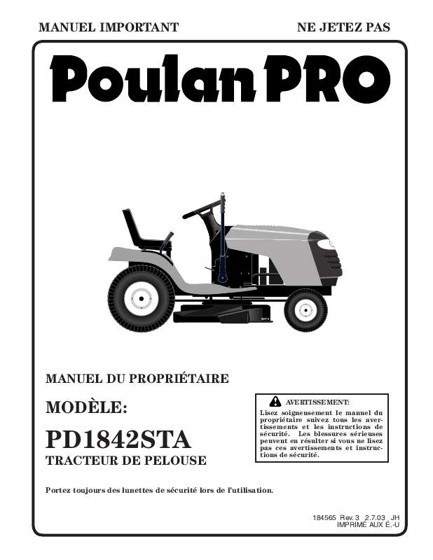 Guide utilisation  POULAN PD1842STA  de la marque POULAN