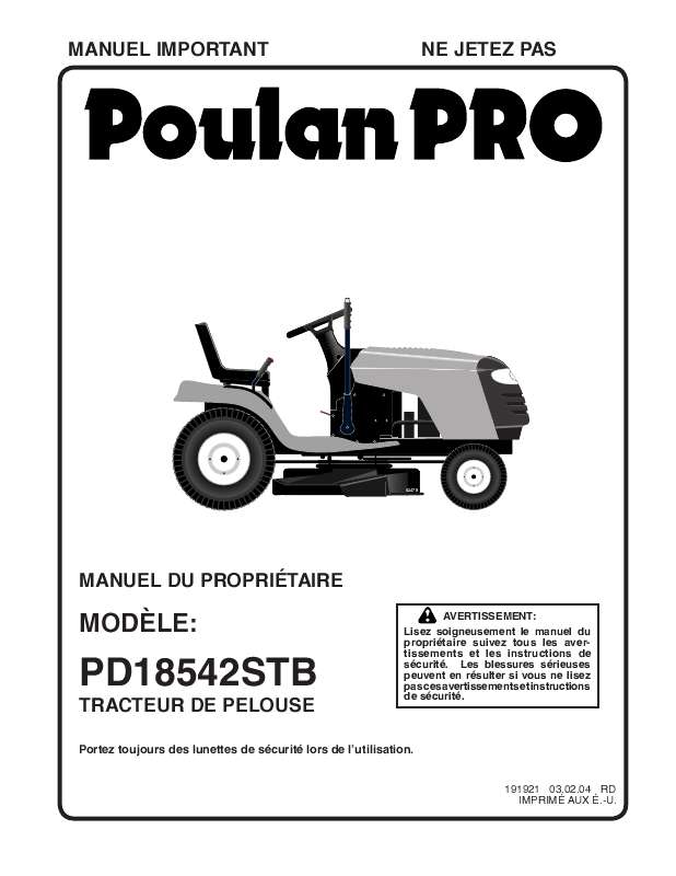 Guide utilisation  POULAN PD18542STB  de la marque POULAN