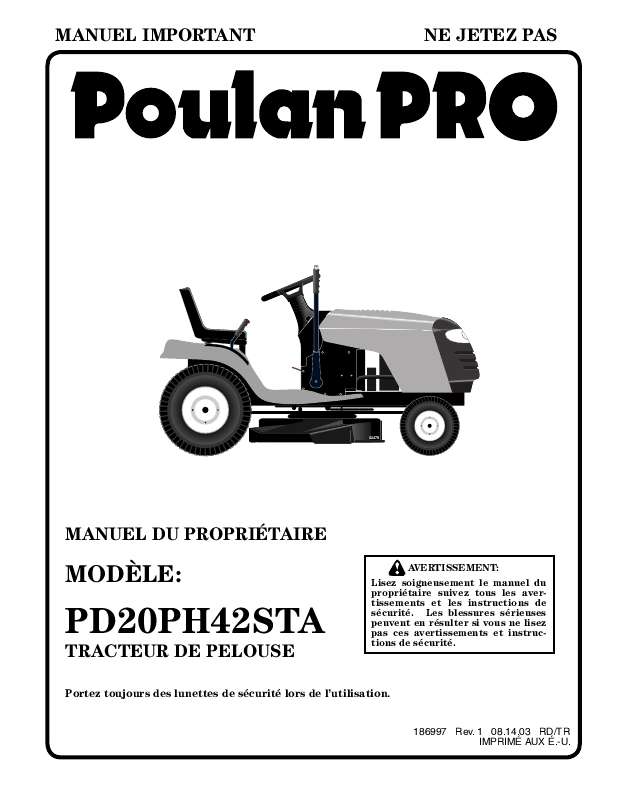 Guide utilisation  POULAN PD20PH42STA  de la marque POULAN