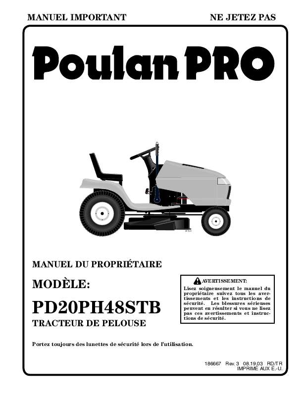 Guide utilisation  POULAN PD20PH48STB  de la marque POULAN