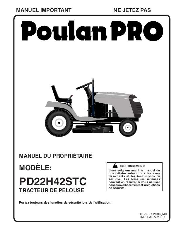 Guide utilisation  POULAN PD22H42STC  de la marque POULAN