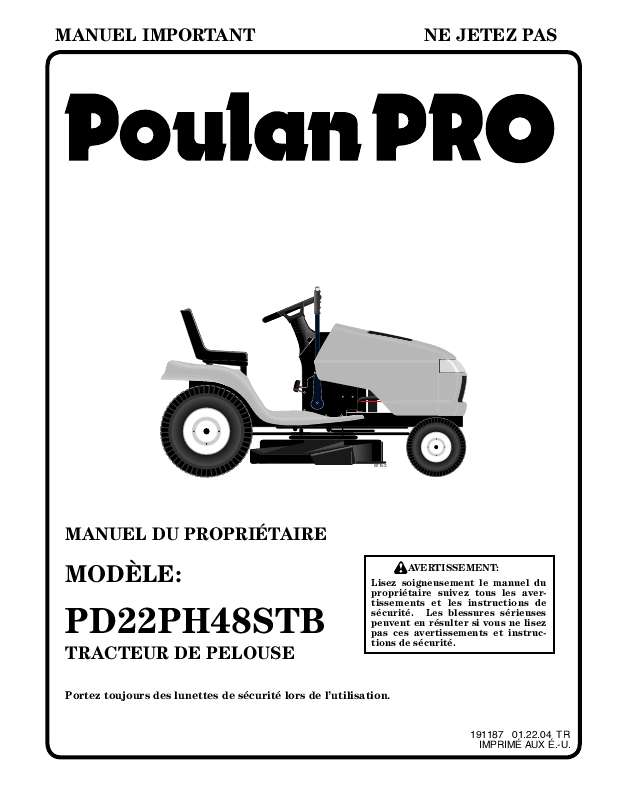 Guide utilisation  POULAN PD22PH48STB  de la marque POULAN