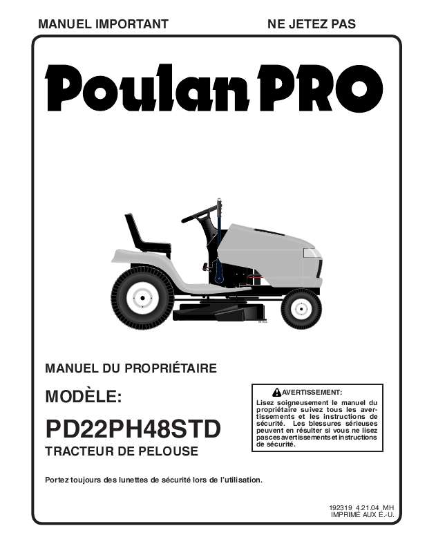 Guide utilisation  POULAN PD22PH48STD  de la marque POULAN