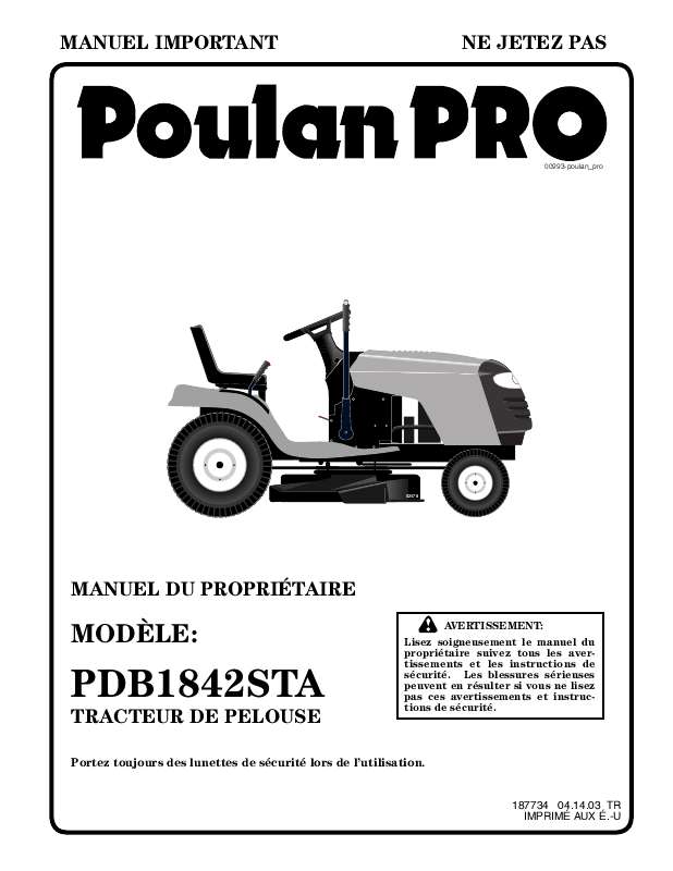 Guide utilisation  POULAN PDB1842STA  de la marque POULAN