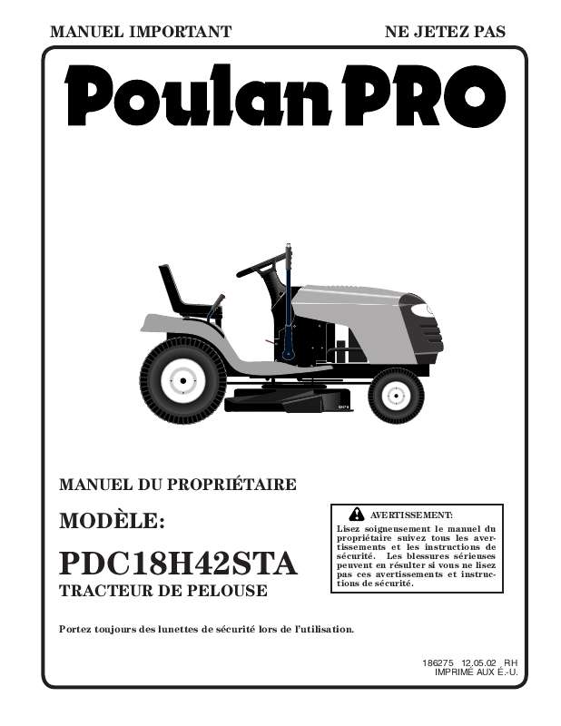 Guide utilisation  POULAN PDC18H42STA  de la marque POULAN