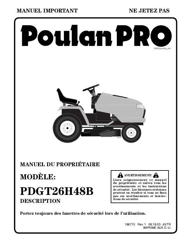 Guide utilisation  POULAN PDGT26H48B  de la marque POULAN