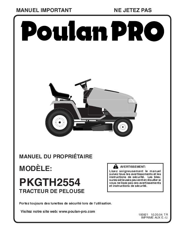 Guide utilisation  POULAN PKGTH2554  de la marque POULAN