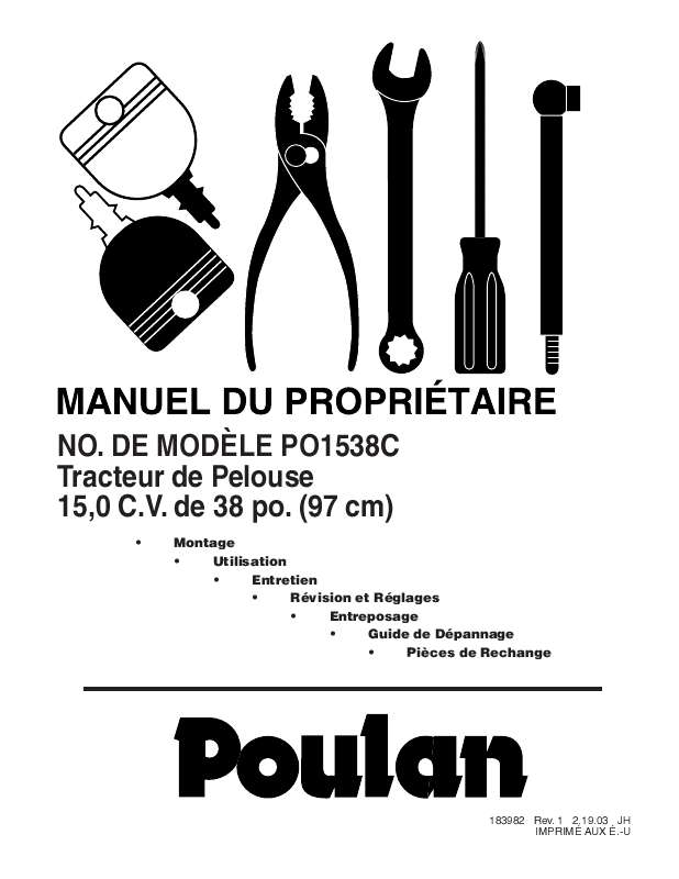 Guide utilisation  POULAN PO1538C  de la marque POULAN