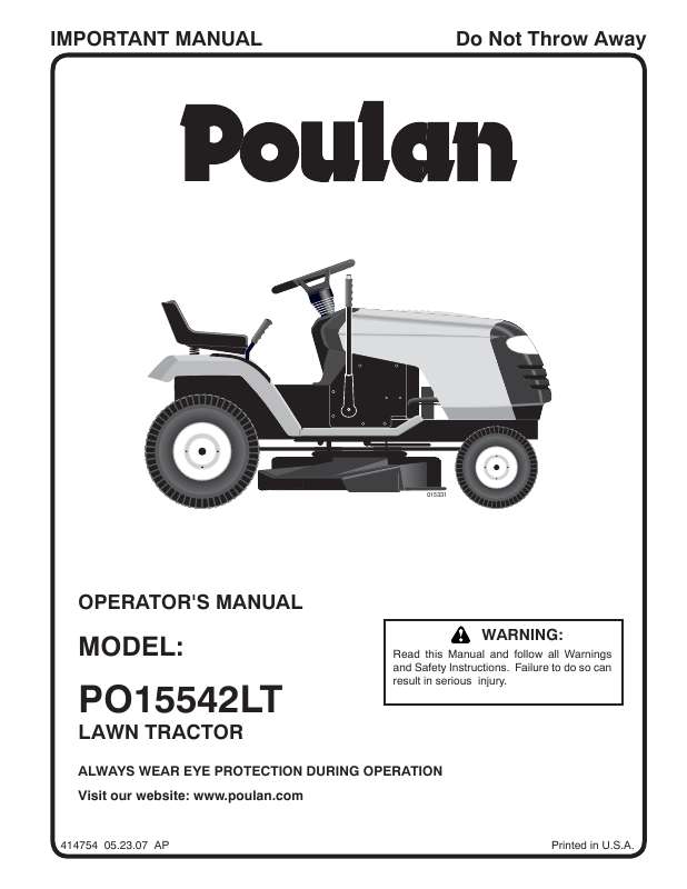 Guide utilisation  POULAN PO15542LT  de la marque POULAN