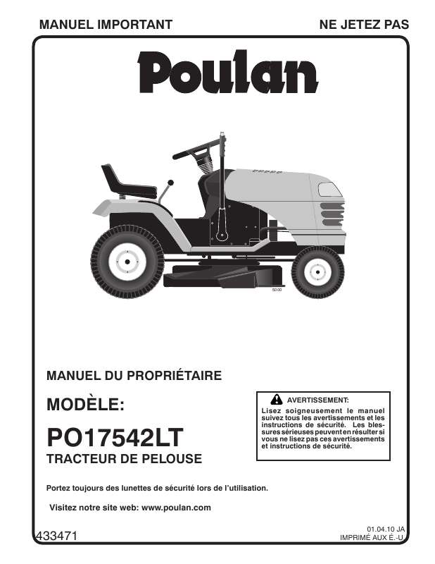 Guide utilisation  POULAN PO17542LT  de la marque POULAN