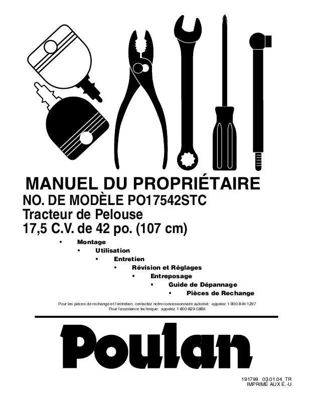 Guide utilisation  POULAN PO17542STC  de la marque POULAN