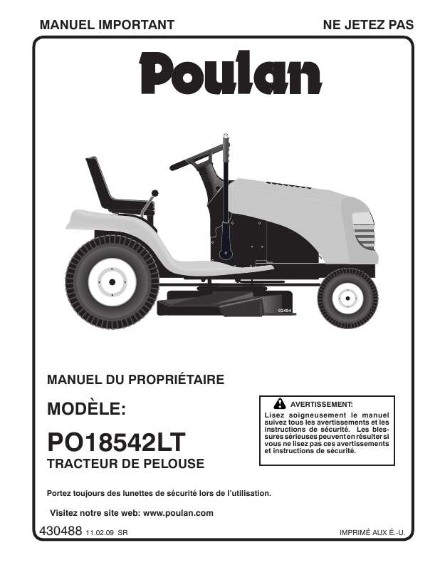 Guide utilisation  POULAN PO18542LT  de la marque POULAN