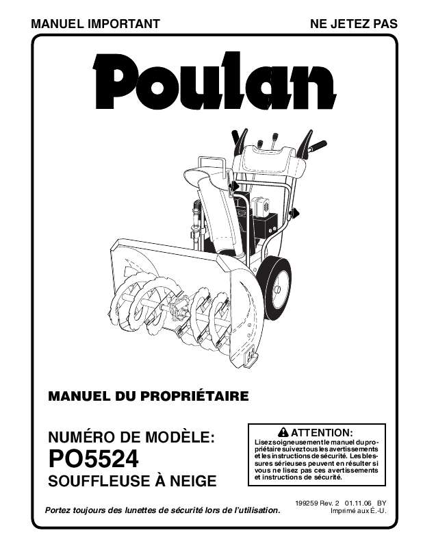 Guide utilisation  POULAN PO5524  de la marque POULAN