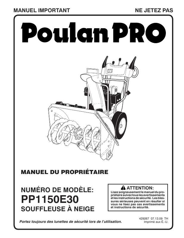 Guide utilisation  POULAN PP115E30  de la marque POULAN