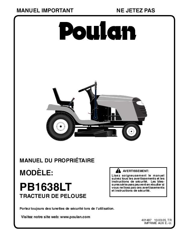 Guide utilisation  POULAN PRO PB1638LT  de la marque POULAN