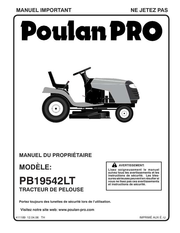 Guide utilisation  POULAN PRO PB19542LT  de la marque POULAN