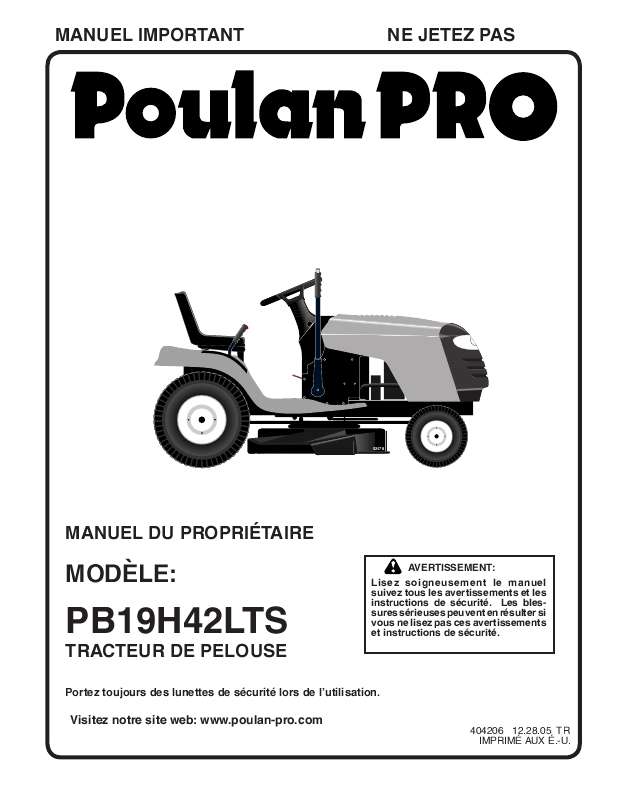 Guide utilisation  POULAN PRO PB19H42LTS  de la marque POULAN