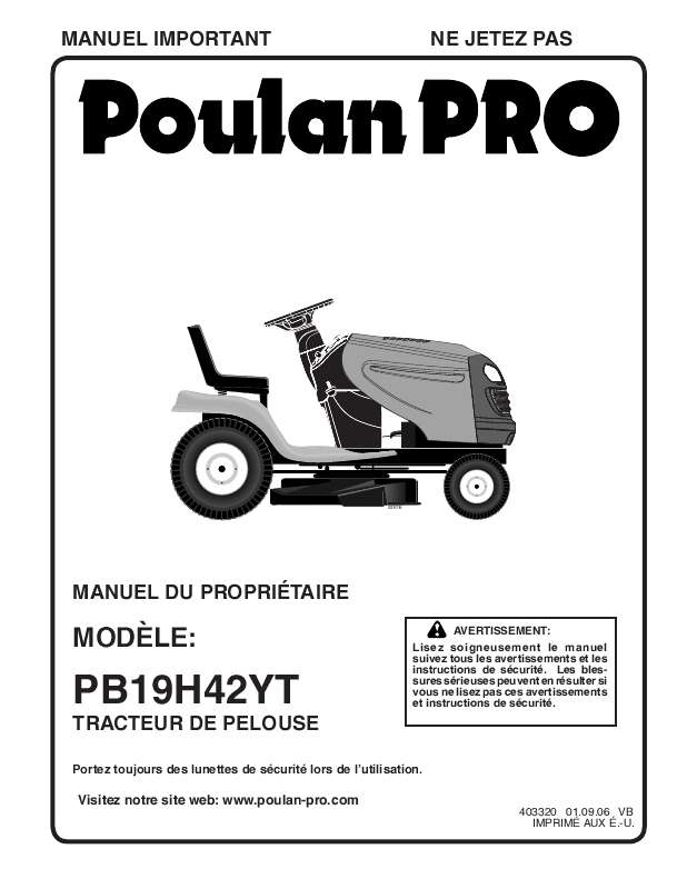 Guide utilisation  POULAN PRO PB19H42YT  de la marque POULAN