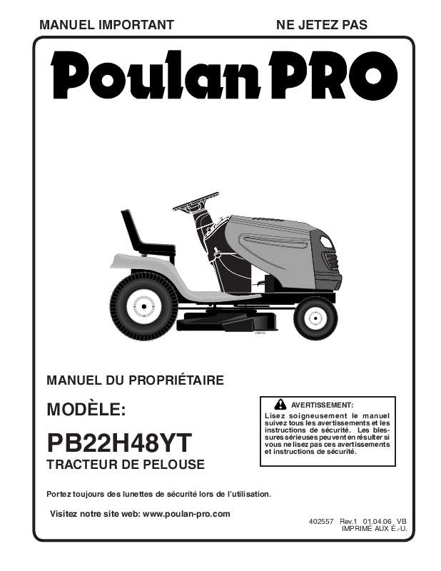 Guide utilisation  POULAN PRO PB22H48YT  de la marque POULAN