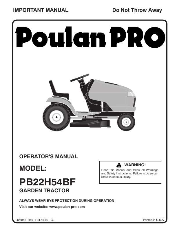 Guide utilisation  POULAN PRO PB22H54BF  de la marque POULAN