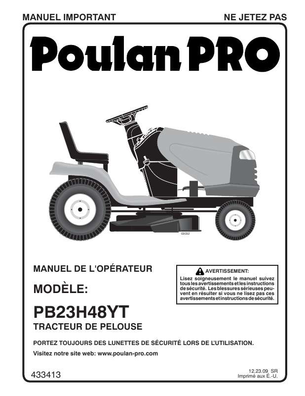 Guide utilisation  POULAN PRO PB23H48YT  de la marque POULAN