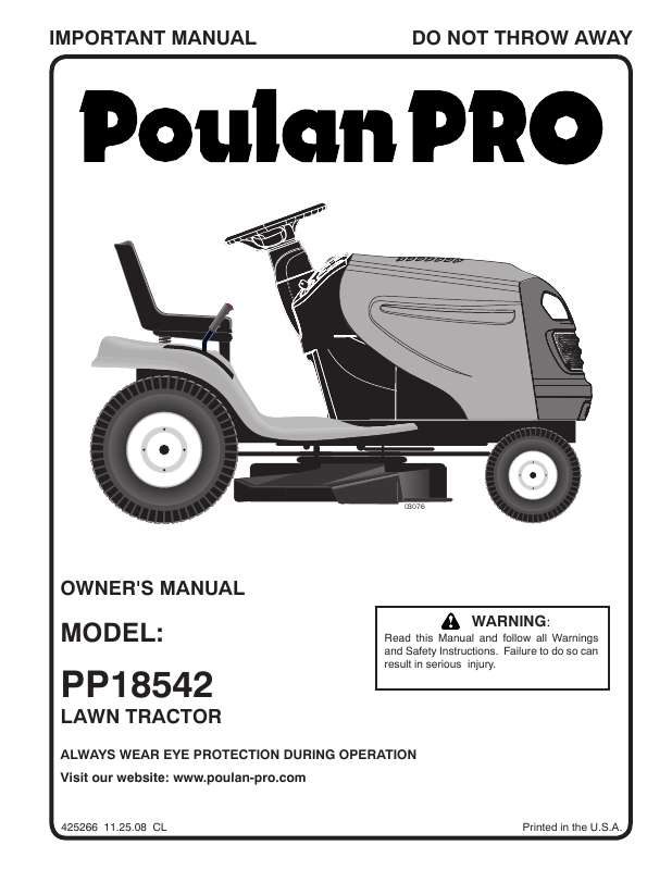 Guide utilisation  POULAN PRO PP18542  de la marque POULAN